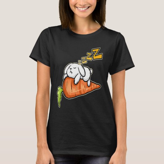 Cute Rabbit Sleeping On A Carrot On Easter T-Shirt (Vorderseite)