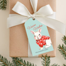 Cute Rabbit Warm Wishes Christmas Personalized
