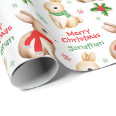 Cute Rabbit Winter Scarf Holidays Christmas Geschenkpapier (Rolleneckpunkt)