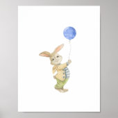 Cute Rabbit With Blue Balloon Nursery Poster (Vorne)