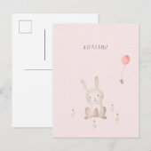 Cute Rabbit With Flowers Baby Girl Daughter Postkarte (Vorne/Hinten)