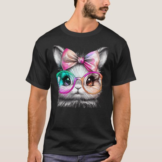 Cute Rabbit with Glasses Tie-Dye Easter Day Bunny T-Shirt (Vorderseite)