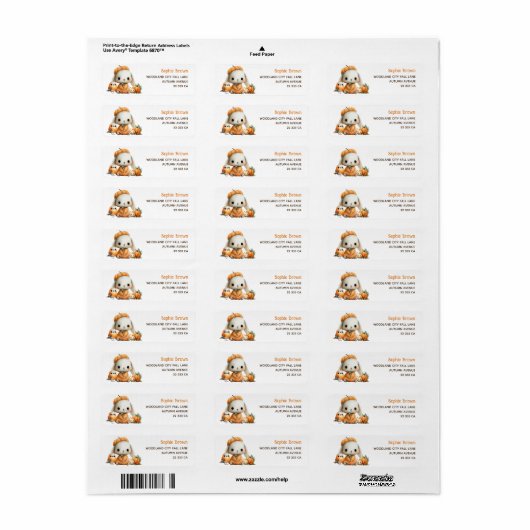 Cute Rabbit Woodland Animals Fall Return Address (Vorne)