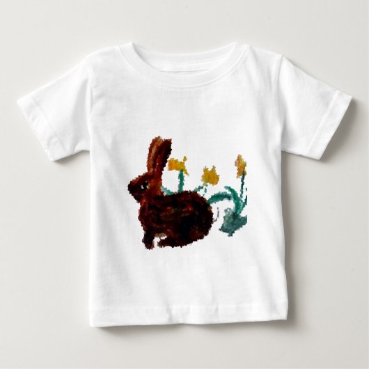 Cute Rabbit Yellow Flowers Baby T-shirt (Vorderseite)