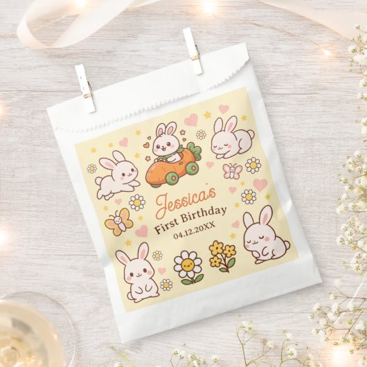 Cute Rabbits Easter 1st Birthday Party Favor Bags Geschenktütchen (Ausgeschnitten)
