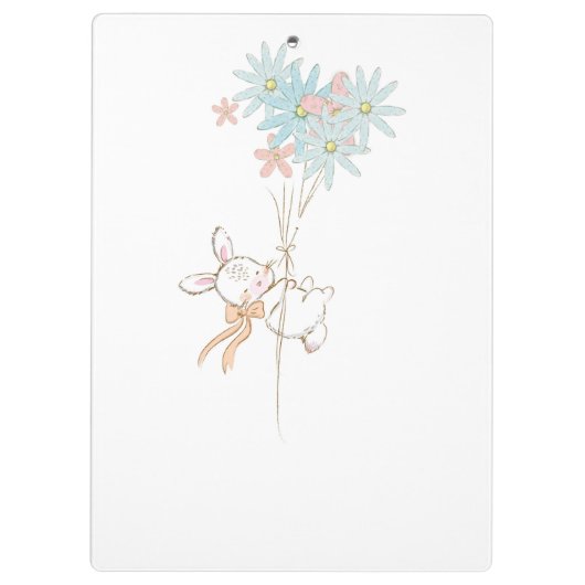 Cute rabbits with flowers notebook klemmbrett (Rückseite)