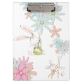 Cute rabbits with flowers notebook klemmbrett (Vorderseite)
