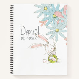 Cute rabbits with flowers notebook notizblock