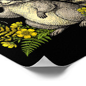 Cute Raccoon Balloon Heart Flowers Sweet Raccoon L Poster (Ecke)