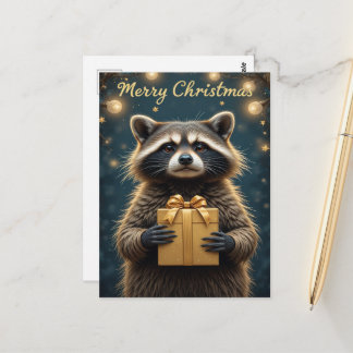 Cute Raccoon Christmas Cozy Winter Holiday  Postkarte