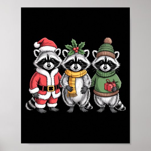 Cute Raccoon Christmas Funny Holiday Santa Claus A Poster (Vorne)