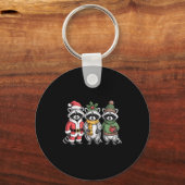 Cute Raccoon Christmas Funny Holiday Santa Claus A Schlüsselanhänger (Vorderseite)