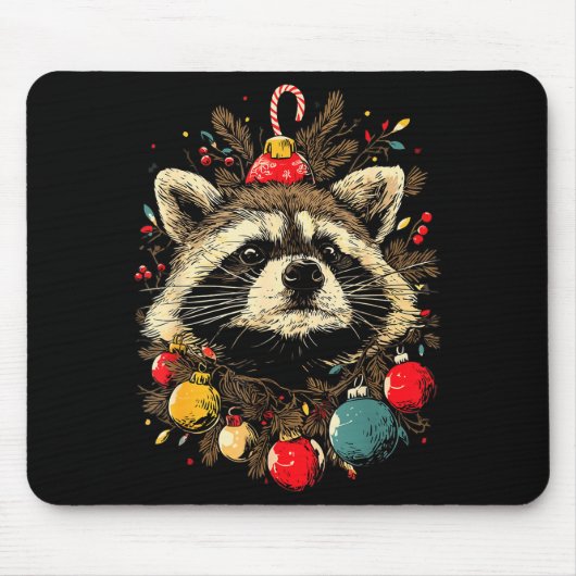 Cute Raccoon Christmas Ornaments Festive Xmas Fore Mousepad (Vorne)