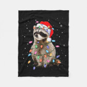Cute Raccoon Christmas Tree Lights Pajama Raccoon Fleecedecke (Vorderseite)