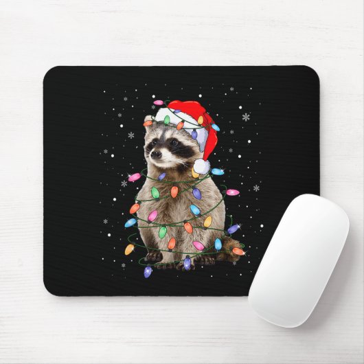 Cute Raccoon Christmas Tree Lights Pajama Raccoon Mousepad (Mit Mouse)