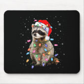 Cute Raccoon Christmas Tree Lights Pajama Raccoon Mousepad (Vorne)