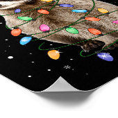 Cute Raccoon Christmas Tree Lights Pajama Raccoon  Poster (Ecke)
