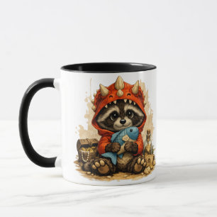 Cute Raccoon Dinosaur Costume Cartoon Coffee Mug Tasse