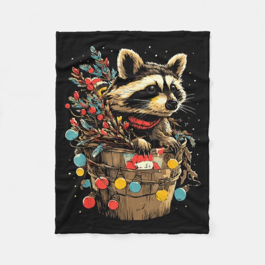 Cute Raccoon Festive Winter Scenery Forest Animal Fleecedecke (Vorderseite)