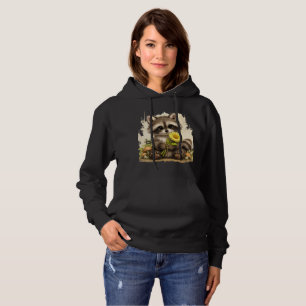 Cute Raccoon Flower Hoodie – Kawaii Animal