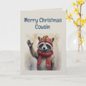 Cute Raccoon Fun Animal Cousin Christmas Karte (Gelbe Blume)