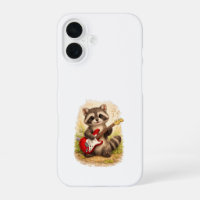 Cute Raccoon Guitar iPhone 16 Case Kawaii