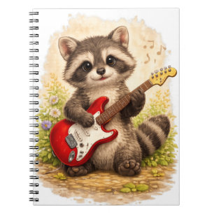 Cute Raccoon Guitar Spiral Notebook Notizblock