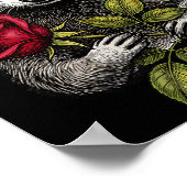 Cute Raccoon Holding A Red Rose Sweet Raccoon Love Poster (Ecke)