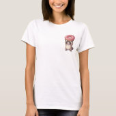 Cute Raccoon Lifting Giant Pink Glazed Donut T-Shirt (Vorderseite)