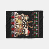 Cute Raccoon Santa Christmas Lights Ugly Xmas Swea Fleecedecke (Vorderseite (Horizontal))