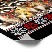 Cute Raccoon Santa Christmas Lights Ugly Xmas Swea Poster (Ecke)