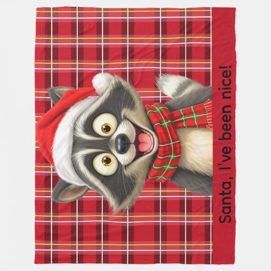 Cute Raccoon Santa I've been nice Fleecedecke (Vorderseite)