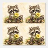 Cute Raccoon Sunflower Pattern Wallpaper Tapete (Vorderseite)