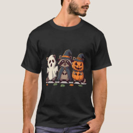 Cute Raccoon Trio Halloween T-Shirt