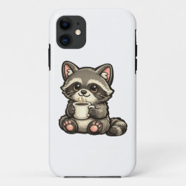 Cute Raccoon with Coffee – Cozy Kawaii Animal Case-Mate iPhone Hülle