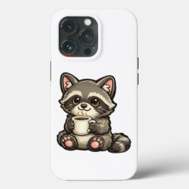 Cute Raccoon with Coffee – Cozy Kawaii Animal Case-Mate iPhone Hülle