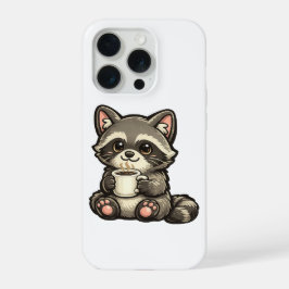 Cute Raccoon with Coffee – Cozy Kawaii Animal iPhone 15 Pro Hülle