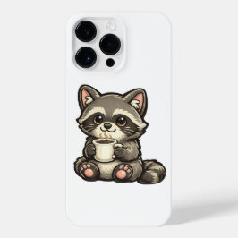 Cute Raccoon with Coffee – Cozy Kawaii Animal iPhone 14 Pro Max Hülle