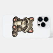 Cute Raccoon with Coffee – Cozy Kawaii Animal iPhone Hülle (Rückseite (Horizontal))