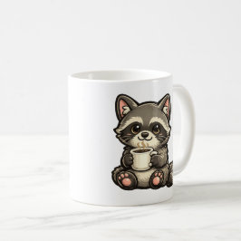Cute Raccoon with Coffee – Cozy Kawaii Animal Kaffeetasse