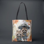 Cute Raccoons in the Rain  Tasche<br><div class="desc">Cute Raccoons in the Rain holding an umbrella</div>