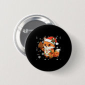 Cute Racoon Lights Tree Cake Funny Xmas Merry Chri Button (Vorne & Hinten)