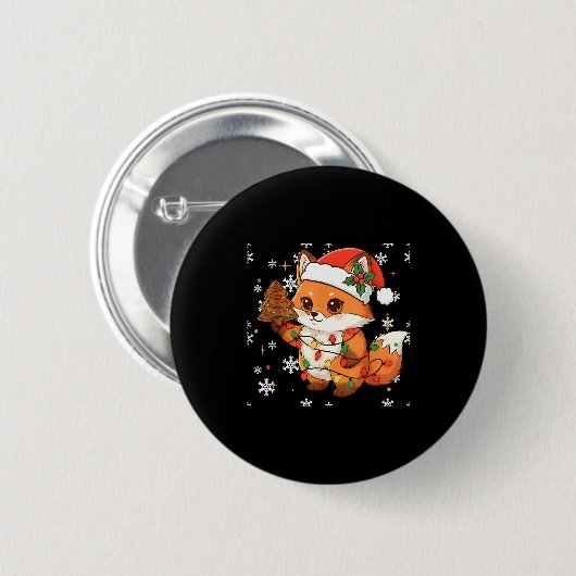 Cute Racoon Lights Tree Cake Funny Xmas Merry Chri Button (Vorne & Hinten)