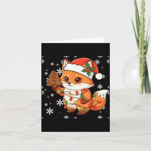 Cute Racoon Lights Tree Cake Funny Xmas Merry Chri Karte (Vorderseite)