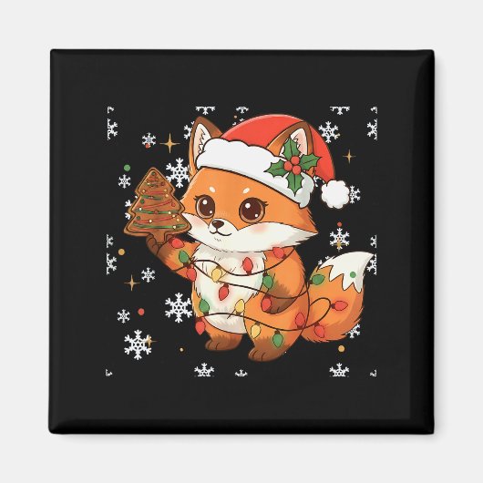 Cute Racoon Lights Tree Cake Funny Xmas Merry Chri Magnet (Vorne)