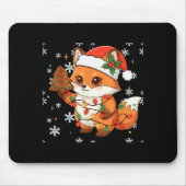 Cute Racoon Lights Tree Cake Funny Xmas Merry Chri Mousepad (Vorne)
