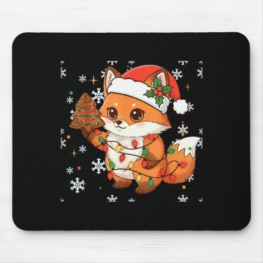 Cute Racoon Lights Tree Cake Funny Xmas Merry Chri Mousepad (Vorne)