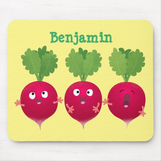 Cute radishes singing trio cartoon vegetables mousepad (Vorne)
