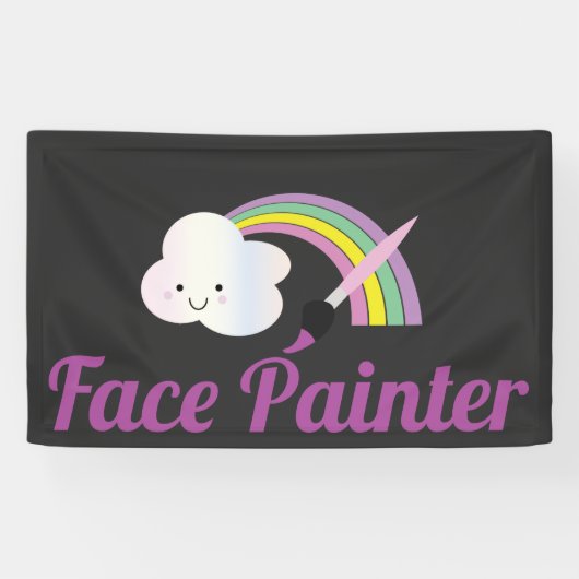 Cute Rainbow and Brush Facepainter Artist Banner (Horizontal)