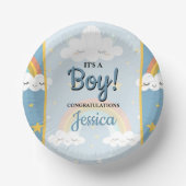 Cute Rainbow and Sleeping Cloud Baby Shower Pappteller (Vorderseite)